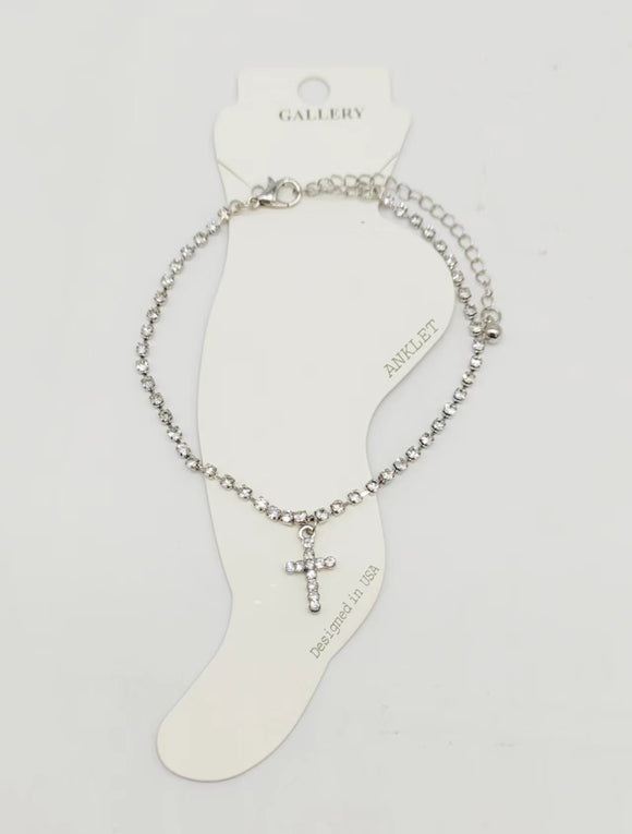 SILVER CROSS ANKLET ( 0309 RHCR )