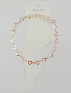 GOLD HEART CHAIN ANKLET ( 0312 GDXX )
