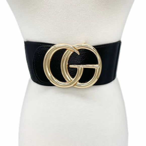 GOLD BLACK ELASTIC STRETCH BELT ( 0363 GDBK )