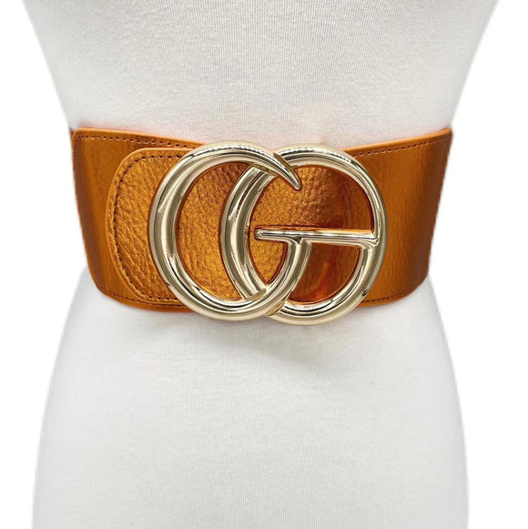 GOLD ORANGE ELASTIC STRETCH BELT ( 0363 GDOR )