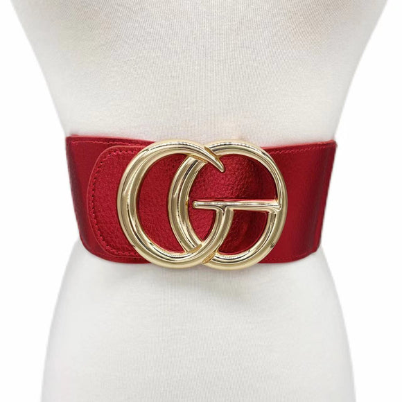 GOLD RED ELASTIC STRETCH BELT ( 0363 GDRE )