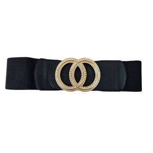 BLACK GOLD STRETCH BELT CLEAR STONES ( 0374 GDBK )