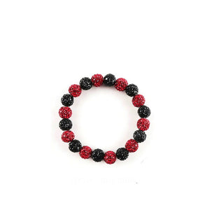 RED BLACK Rhinestone Stretch Bracelet ( 02 RDBK )