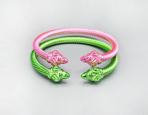 PINK GREEN CUFF BANGLE ( 1595 PKGRN )