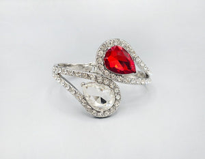 GOLD BANGLE RED CLEAR STONES ( 1597 RDWHT )