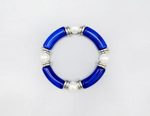 BLUE WHITE STRETCH BRACELET ( 1599 BLWHT )