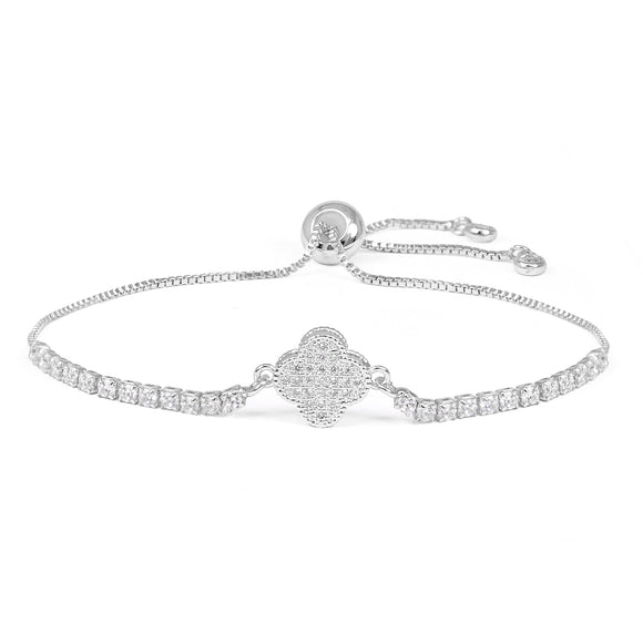 ADJUSTABLE QUATREFOIL BRACELET CZ STONES ( 2150 SCL )