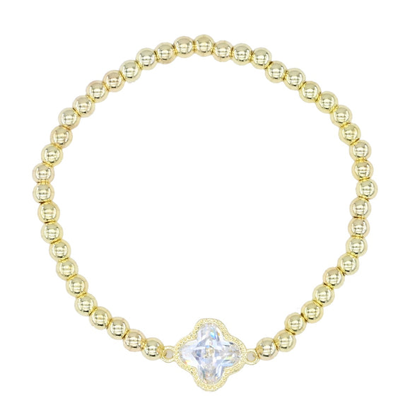 STRETCH BRACELET CZ QUATREFOIL ( 2282 G )