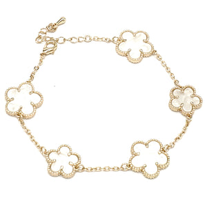 GOLD MOTHER OF PEARL QUATREFOIL BRACELET ( 3038 GMOP )