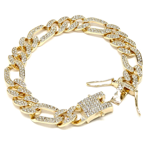 ICE OUT FIGARO LINK CHAIN BRACELET ( 3044 GL8.5 )