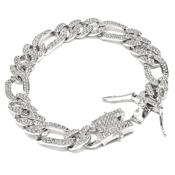 ICE OUT FIGARO LINK CHAIN BRACELET ( 3044 RH8.5 )