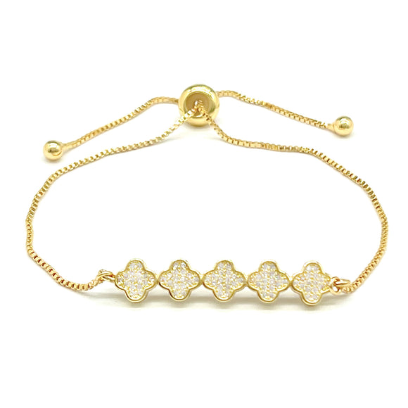 QUATREFOIL CZ ADJUSTABLE BRACELET ( 570 GCL )