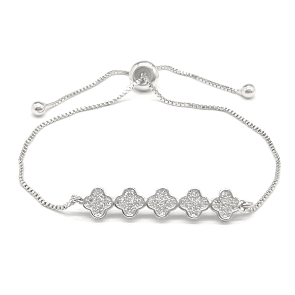 QUATREFOIL CZ ADJUSTABLE BRACELET ( 570 SCL )