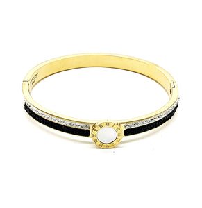 GOLD BANGLE BLACK WHITE STONES ( 6011 G )