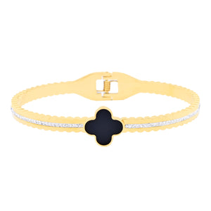 QUATREFOIL STAINLESS STEEL BANGLE BLACK ( 6190 GBK )