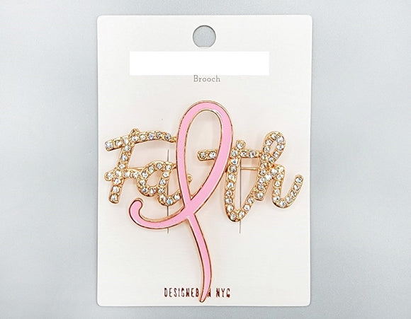 GOLD FAITH PINK RIBBON BROOCH ( 1023 GDLPK )
