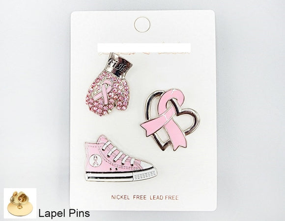 SILVER LIGHT PINK RIBBON PIN SET ( 1025 RHLPK )