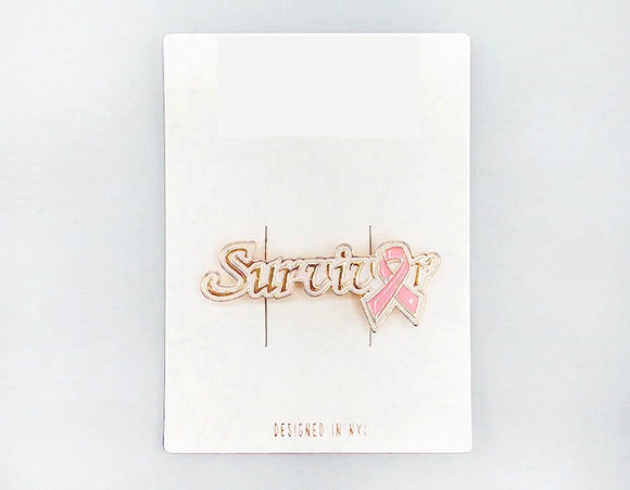 GOLD SURVIVOR PINK RIBBON BROOCH ( 1067 GDLPK )