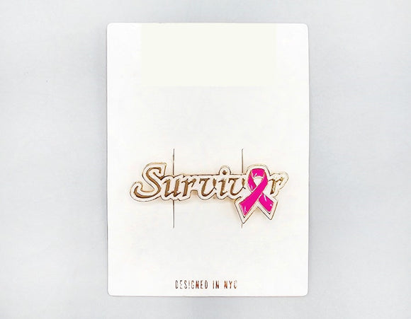 GOLD SURVIVOR PINK RIBBON BROOCH ( 1067 GDPK )