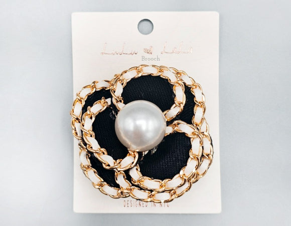 BLACK FLOWER BROOCH ( 1086 BK )