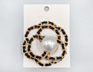 WHITE FLOWER BROOCH ( 1086 WHT )