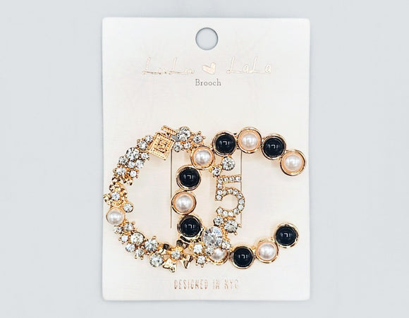 GOLD BLACK BROOCH 5 ( 1091 GDBK )