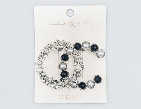 SILVER BLACK BROOCH 5 ( 1091 RHBK )