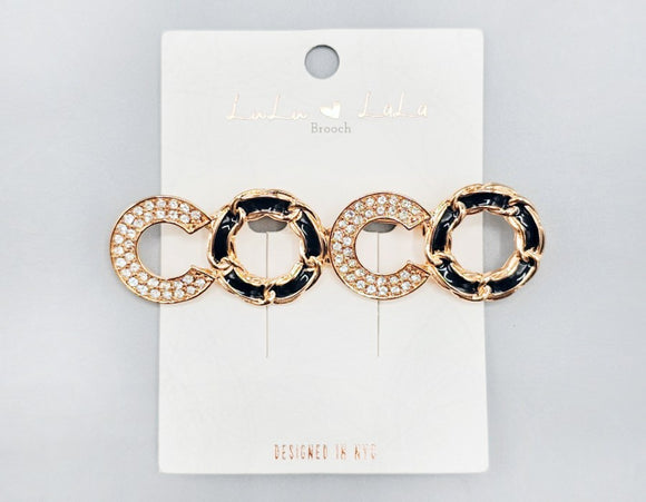 GOLD BLACK COCO BROOCH ( 1096 GDBK )
