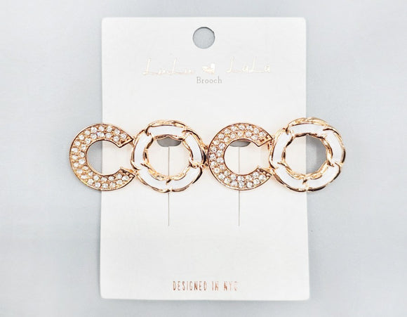 GOLD WHITE COCO BROOCH ( 1096 GDWHT )