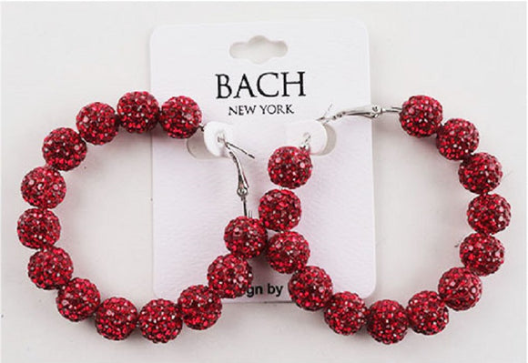 BALL HOOP EARRINGS RED ( ME2 14 )