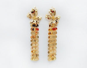 DANGLING GOLD FLOWER EARRINGS ( 2121 GD )