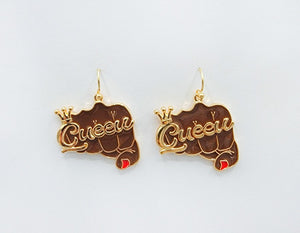 GOLD BLACK QUEEN FIST EARRINGS ( 2122 GD )