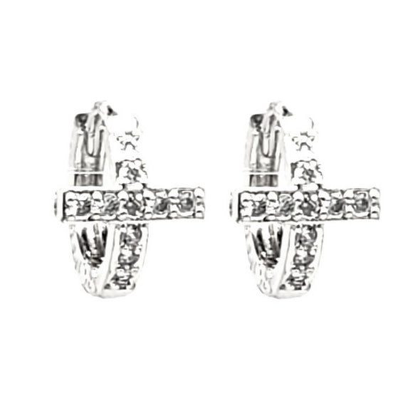 SILVER CZ CROSS EARRINGS ( 739 SCL )