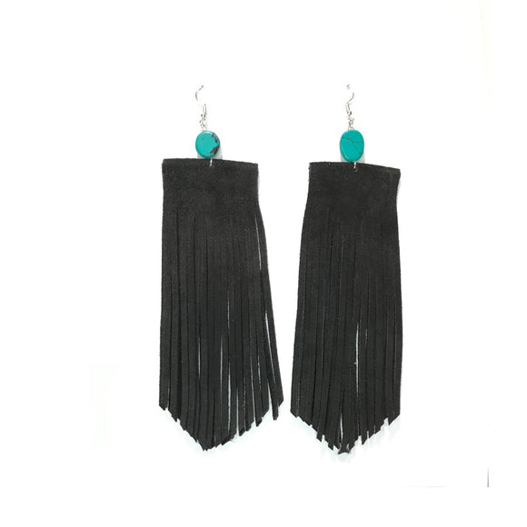 Black Turquoise Leather Earrings (ME74 )