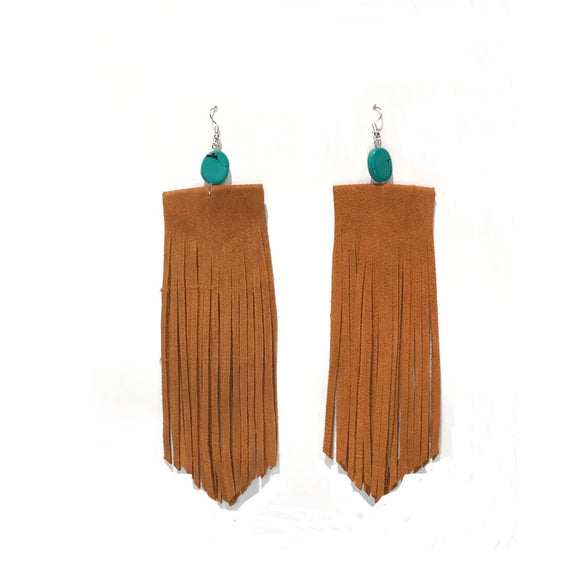 Orange Turquoise Leather Earrings (ME74OR )