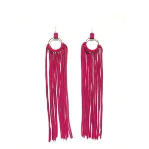 PINK LEATHER DANGLING EARRINGS ( 75 PK )