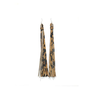 LEOPARD PRINT LEATHER DANGLING EARRINGS ( 76 LEO )