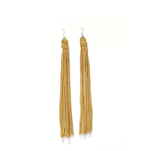 MUSTARD LEATHER DANGLING EARRINGS ( 76 MUS )