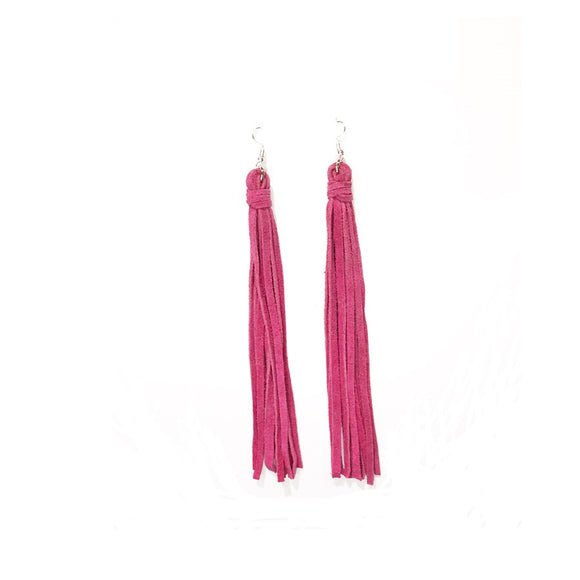 PINK LEATHER DANGLING EARRINGS ( 76 PK )