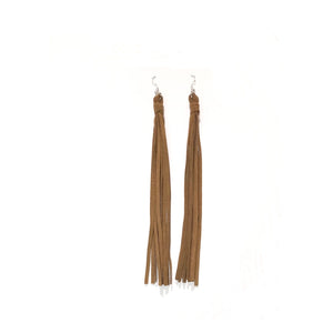 TAN LEATHER DANGLING EARRINGS ( 76 TN )