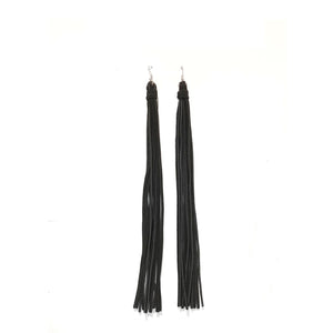 BLACK LEATHER DANGLING EARRINGS ( 77 BK )