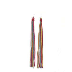 LONG MULTI COLOR LEATHER DANGLING EARRINGS ( 77 MT )