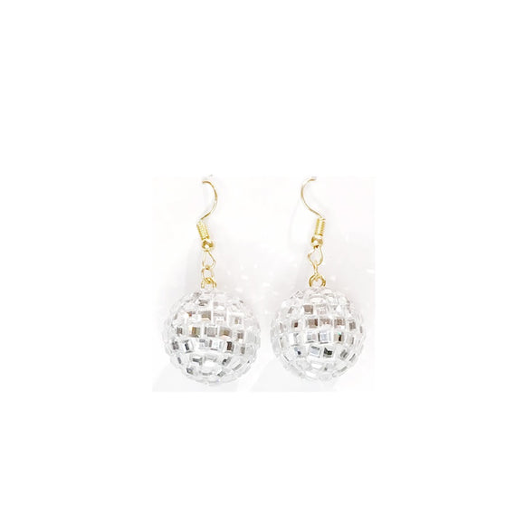 Silver Mirror Ball Earrings ( 80 01 )