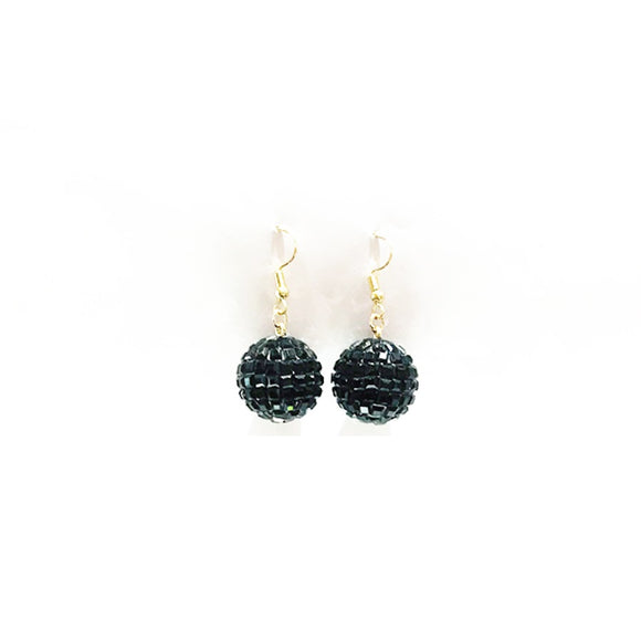 Black Color Mirror Ball Earrings ( 80 10 )