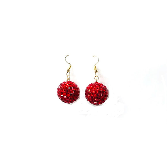 Red Mirror Ball Earrings ( 80 14 )