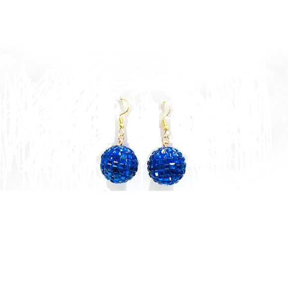 Blue Color Mirror Ball Earrings ( 80 18 )