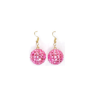 Pink Mirror Ball Earrings ( 80 24 )