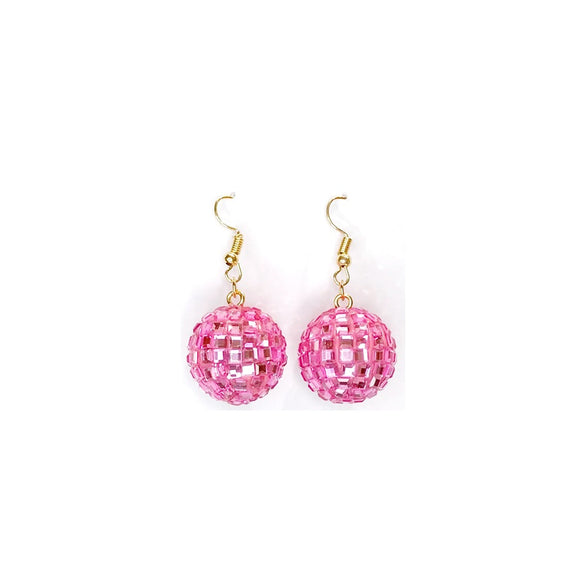 Pink Mirror Ball Earrings ( 80 24 )