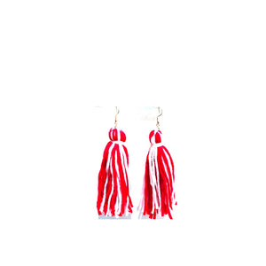 RED WHITE THREAD EARRINGS ( 95 11 )