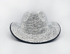 BLACK COWBOY HAT SILVER SEQUINS ( 1007 BK )